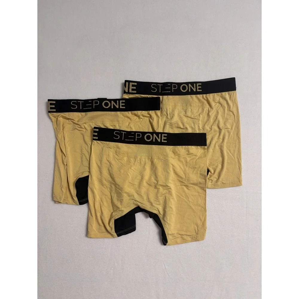 NWOT Step One Mens M Boxer Briefs Yellow Bamboo Anti-Chafe 3 Pack 2213L M-Boxer